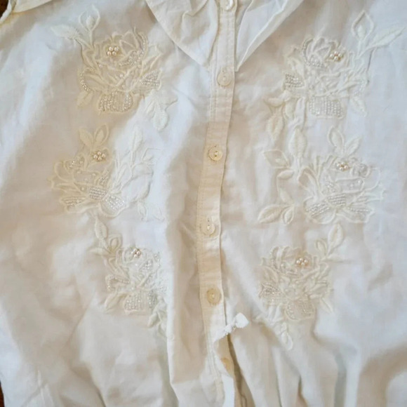 abercrombie Embroidered Floral Cream Tank - L - Picture 4 of 5